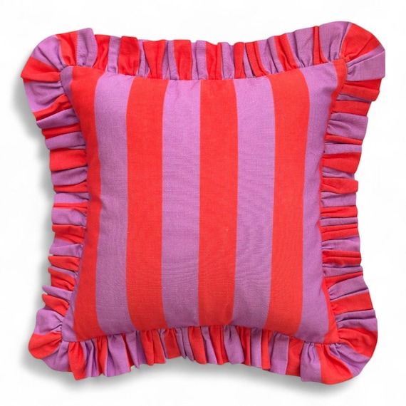 Ruffle Striped Pillow Cover - Bohemian Home Decor - Frill Cushion