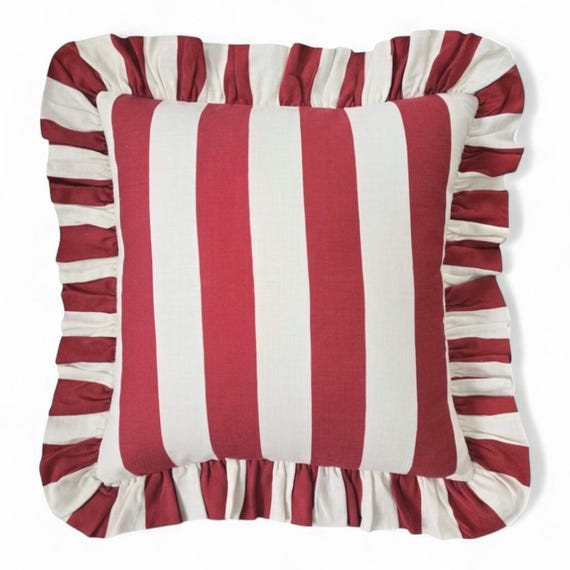 Ruffle Striped Pillow Cover - Bohemian Home Decor - Frill Cushion