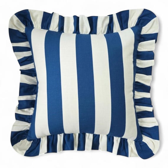 Ruffle Striped Pillow Cover - Bohemian Home Decor - Frill Cushion