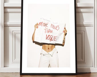 Póster enmarcado "Más problemas que Vogue" / Arte con cita divertida, listo para colgar. Decoración llamativa.