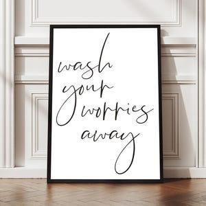 wash your worries away sign, bathroom wall decor, farmhouse bathroom, bathroom wall art, bathroom decor, vertical bathroom sign