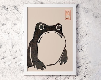 Japanese Frog Modern Frame Print, Vintage Wall Art, Japanese Frog Poster, Matsumoto Hoji Wall Art Decor, Modern Art, Animal Print, Wabi Sabi
