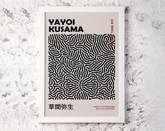 Yayoi Kusama Frame Art Print, Yayoi Kusama Exhibition, Japanese Art, Kusama Poster, Yayoi Kusama Nets, Black Poster