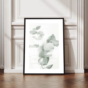 Eucalyptus Shades No2 Poster – Elegant Plant Photography Print of Mint Green Eucalyptus Branches, Framed Nature Wall Art for Home