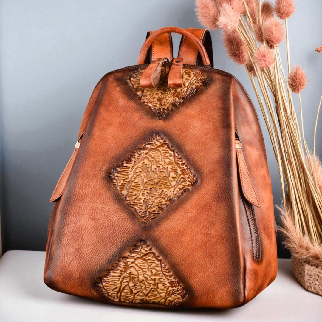 Vintage Handmade Leather Backpack for Men, Rustic Travel Rucksack ...