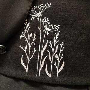 Black Linen Cummerbund Hand Painted Minimalist Botanical Design – Tuxedo Waistband, Black Tie Belt, Men's Formal Accessory, Unique Gift for image 8