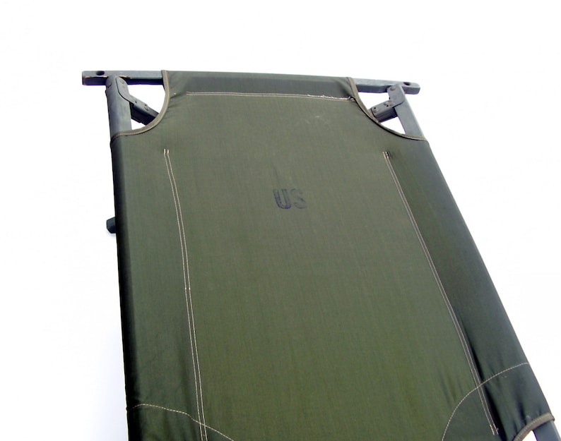 Vintage Army Cot 1960s Military Canvas Cot Folding Camp Bed Etsy