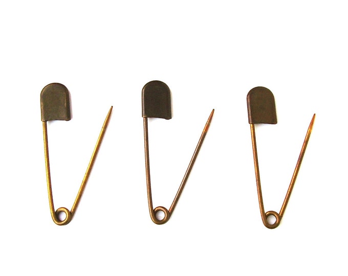 Vintage Brass Safety Pin Lot Large Antique Rustic Laundry Etsy