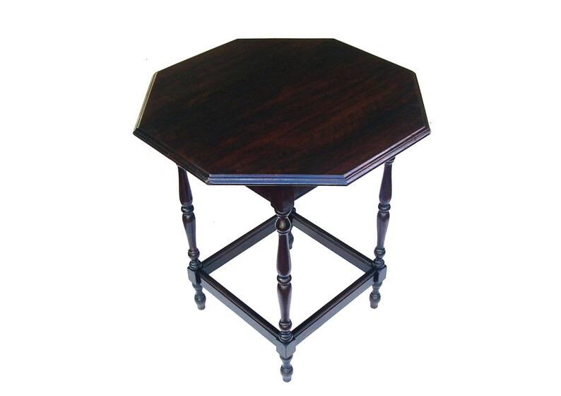 Antique Parlor Table Vintage Wood Tables Octogon Side Walnut Spindle Legs