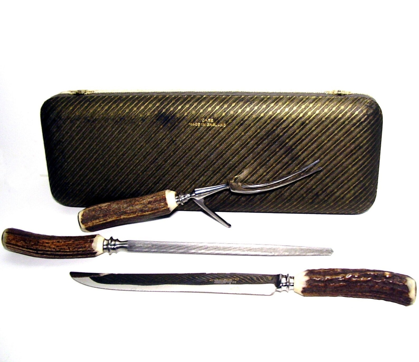 Vintage Carving Set Stag Horn Cutlery 1930s Latham & Owen Etsy