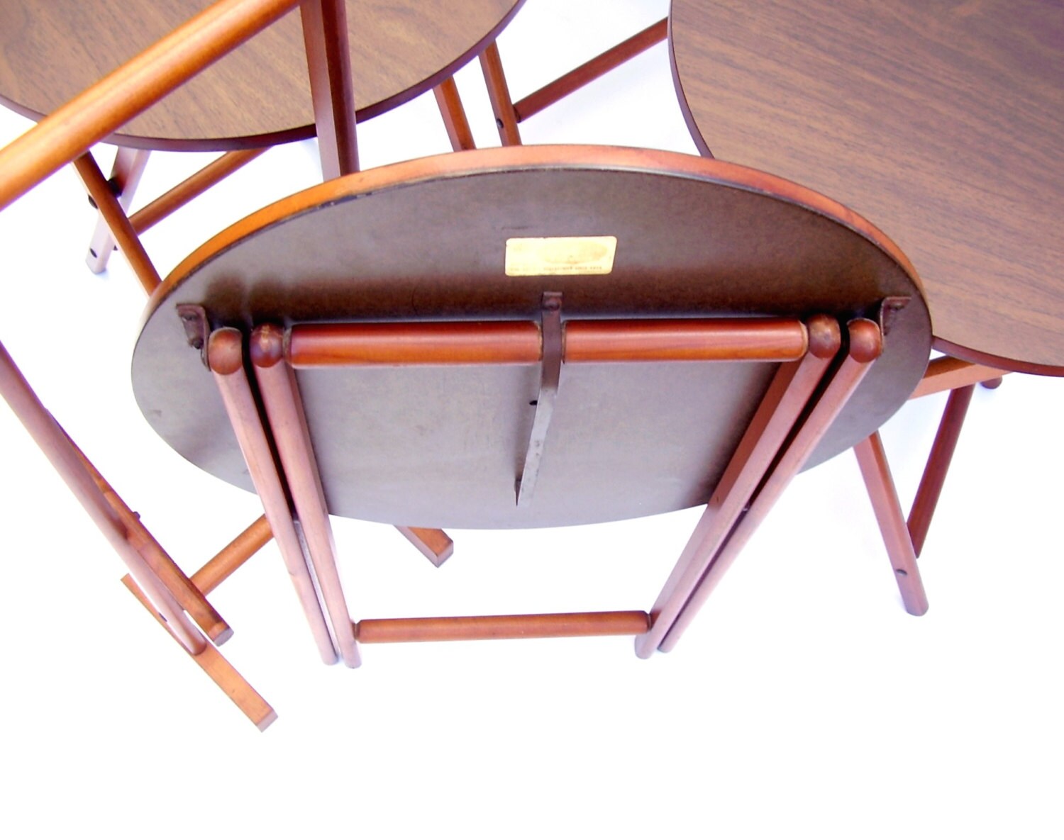 Mid century Modern Folding TV Tray Table Set of 4 with Stand Etsy