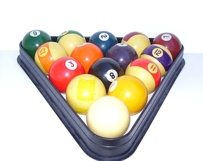 Vintage Billiard Balls Bakelite Pool Table Rack Mid Century Etsy