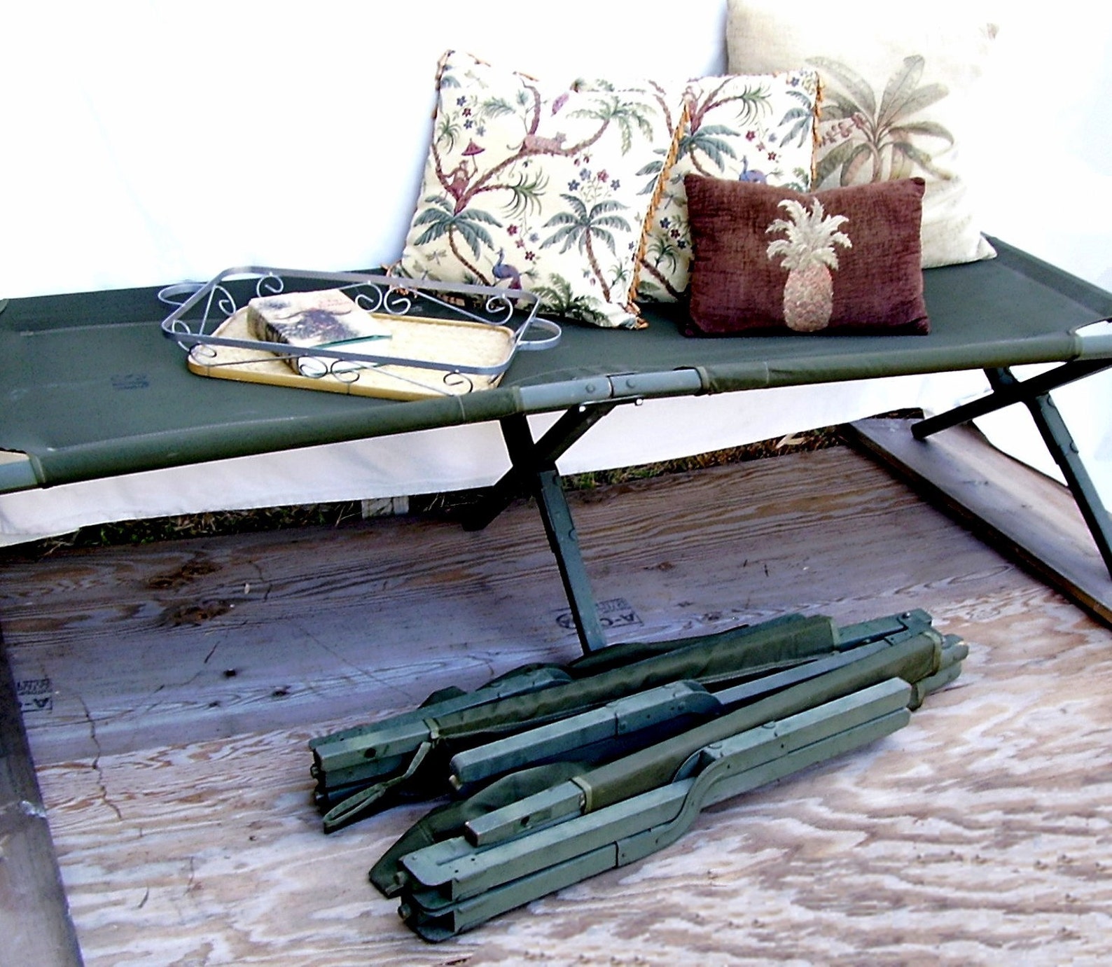 Vintage Army Cot 1960s Military Canvas Cot Folding Camp Bed Etsy