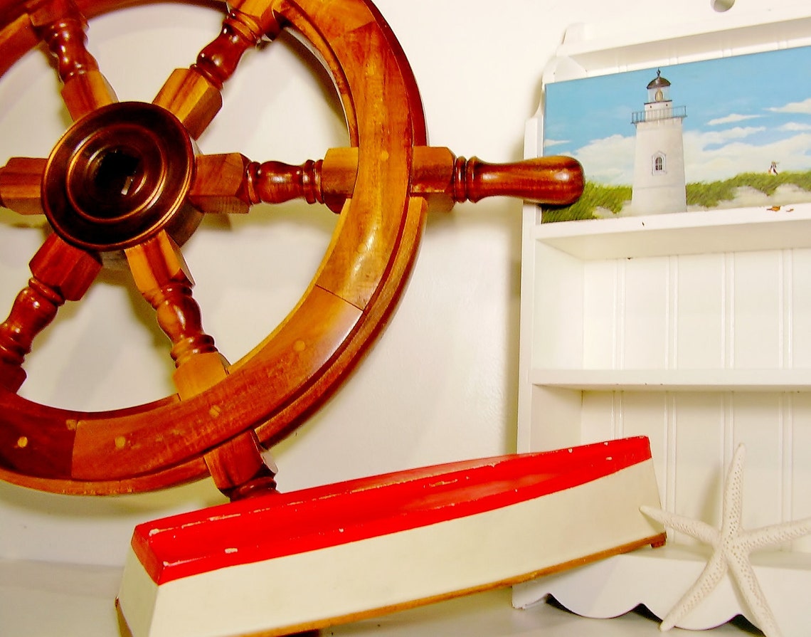 Vintage Ships Wheel Authentic Wooden Boat Steering Wheel Etsy