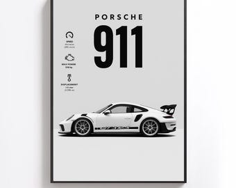 Porsche 911 GT3 RS Wall Art Prints: Sleek Car Poster Set (Digital Download)