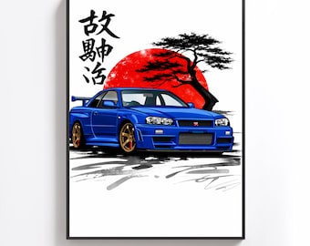Nissan Skyline R34 GTR Watercolor Art Print – Limited Edition