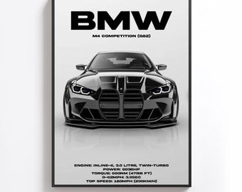 BMW M4 Competition Print: Garage & Man Cave Sports Car Art (Digital Download)