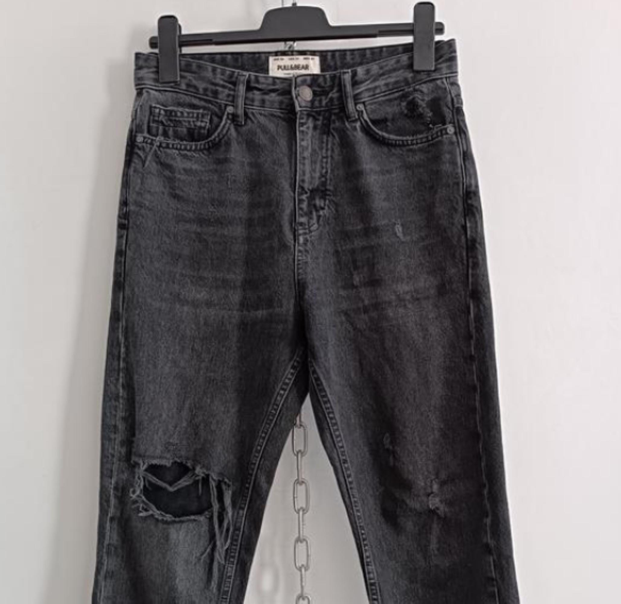 Pull&bear Black Distressed Ripped Jeans Pants Size 36