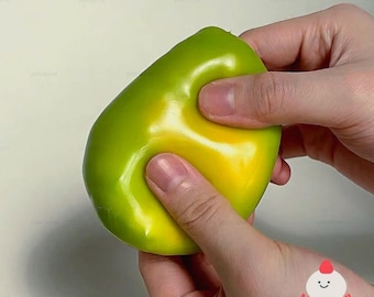 Handmade Mango Crunchy Squishy Stress Ball | Color Changing ASMR Fidget Toy (TPR Shell)