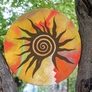 Handmade Shamanic Drum – Hand painted Shaman Drum – Spiritual Healing Instrument – Tribal Ceremony & Meditation Drum – Unique Boho Gift- 20&quot;