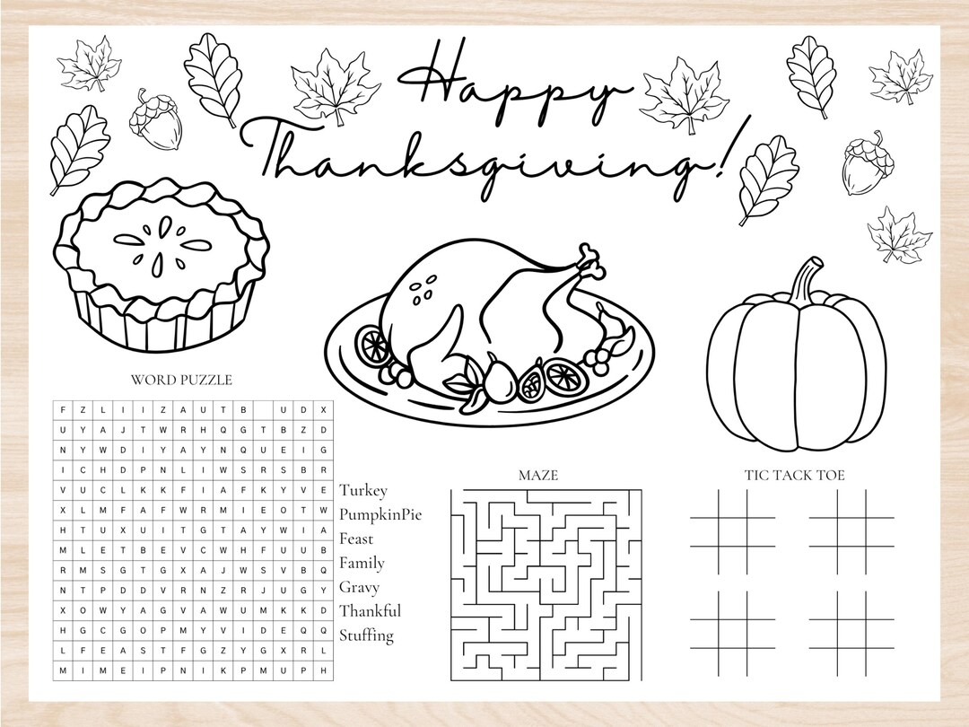 Thanksgiving Activity Sheet, Printable Coloring Sheet - Etsy
