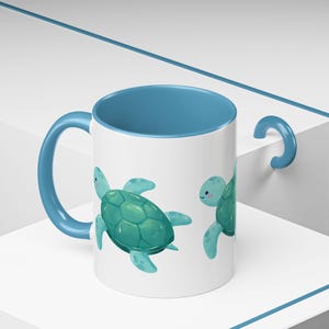 Cute Turtle Accent Coffee Mug - Ocean Lover Gift, Sea Turtle Mug, Beach Decor, Eco-Friendly Gift, Tea Mug