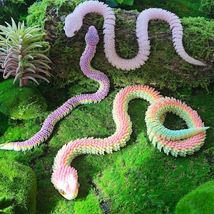 Articulated 3D Printed Flexible Snake Fidget Toy, Dazzling Iridescent PLA Posable Desk Decor, Fidget ADHD Snake Toys, Toy Animal, Flexi Toys image 11