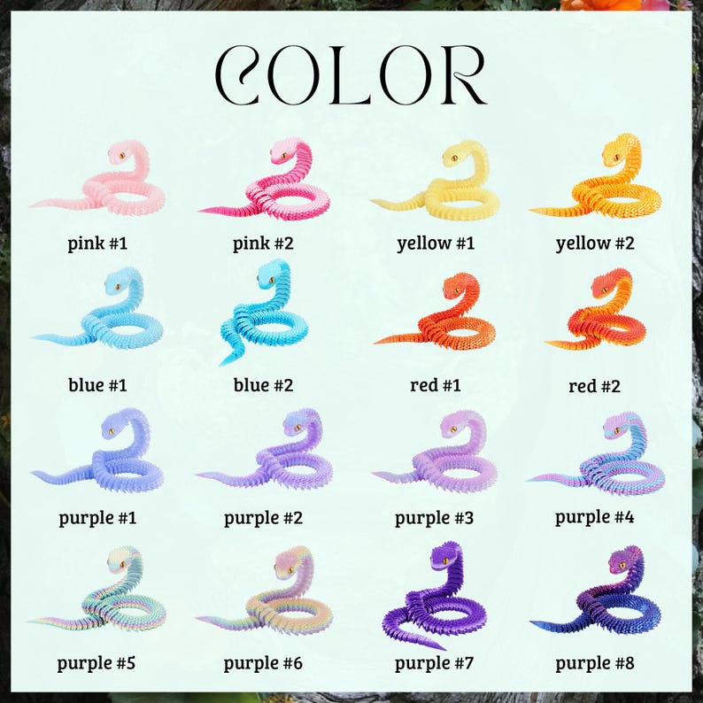 Articulated 3D Printed Flexible Snake Fidget Toy, Dazzling Iridescent PLA Posable Desk Decor, Fidget ADHD Snake Toys, Toy Animal, Flexi Toys image 6