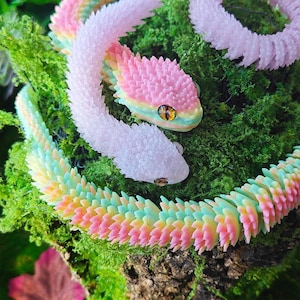 Articulated 3D Printed Flexible Snake Fidget Toy, Dazzling Iridescent PLA Posable Desk Decor, Fidget ADHD Snake Toys, Toy Animal, Flexi Toys image 14