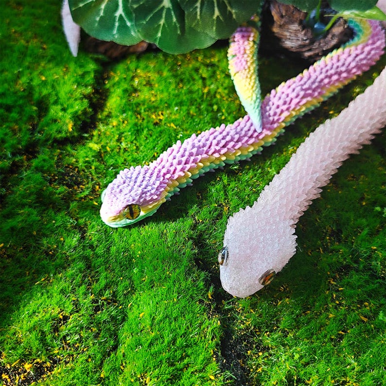 Articulated 3D Printed Flexible Snake Fidget Toy, Dazzling Iridescent PLA Posable Desk Decor, Fidget ADHD Snake Toys, Toy Animal, Flexi Toys image 13