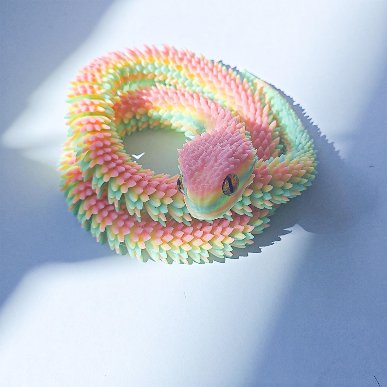 Articulated 3D Printed Flexible Snake Fidget Toy, Dazzling Iridescent PLA Posable Desk Decor, Fidget ADHD Snake Toys, Toy Animal, Flexi Toys image 10