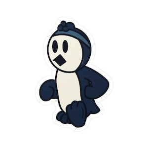 Runner pinguïn introverte pinguïn kiss-cut vinyl stickers, sticker voor laptop, waterfles, dagboek, cadeau voor dierenliefhebbers