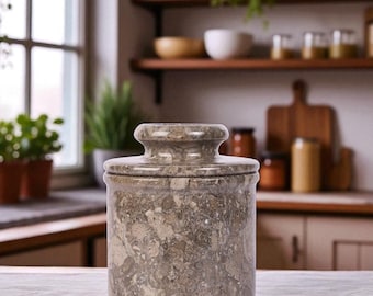 Marble Butter Dish | Natural Beige Rustic Handmade | French Butter Keeper