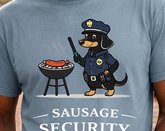 T-shirt « Sécurité saucisse », T-shirt humoristique « Teckel policier », T-shirt « Gardien de sécurité teckel », Cadeau humoristique « Teckel »