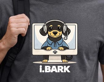 T-shirt iBark pour chien, T-shirt humoristique pour chien technicien, T-shirt pour chien service client, T-shirt teckel humoristique pour informaticien, Cadeau pour amoureux des chiens, T-shirt pour chien geek