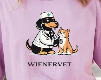 T-shirt Vétérinaire Teckel, T-shirt Teckel, T-shirt Chien Teckel Humour, Cadeau Mignon pour les Amoureux des Chiens Saucisses