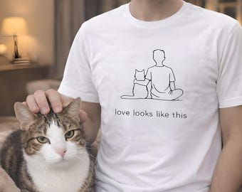 Love Looks Like This Cat Shirt, Cat Dad T Shirt, Cat Lover Shirt, Minimalist Cat Tee, Cat Owner Gift, Comfort Colors Tee