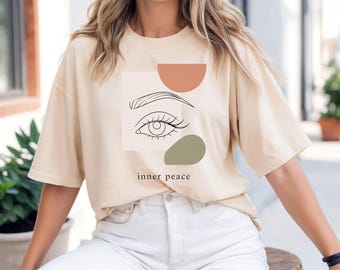T-shirt Bloom Slowly aux couleurs apaisantes, motif floral, cadeau pour s'aimer soi-même, t-shirt doux et esthétique, t-shirt sur la santé mentale