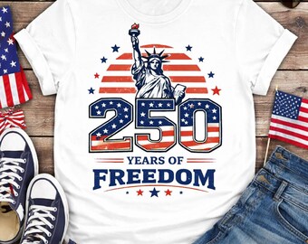 T-shirt « 250 ans de liberté » Comfort Colors, T-shirt patriotique 1776-2026, T-shirt anniversaire américain, T-shirt célébration de l'indépendance des États-Unis