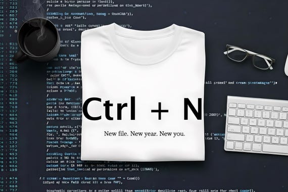 Ctrl + N Unisex Cotton T-Shirt – Minimalist Reset Graphic Tee, Eco Friendly Recycled Shirt, Modern Statement T-Shirt