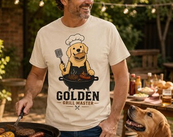 Golden Retriever Grill Master Shirt, BBQ Dog Lover Tee, Golden Retriever Dad Gift, Funny Grilling Shirt, Barbecue Lover Gift