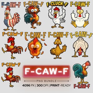 トレンディな面白いF-Caw-FチキンバンドルPNG、面白い叫び声を上げる鶏のPNGミーム、農場の動物Png、F-CAW-Fミーム、F-Caw-Fチキンルースターミームクリップアート