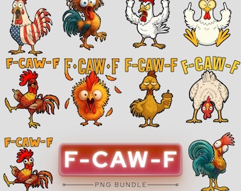 トレンディな面白いF-Caw-FチキンバンドルPNG、面白い叫び声を上げる鶏のPNGミーム、農場の動物Png、F-CAW-Fミーム、F-Caw-Fチキンルースターミームクリップアート