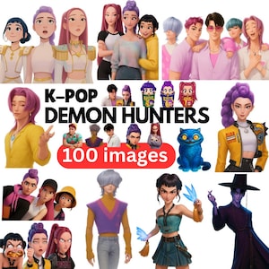 K-pop Demon Hunters Clipart, Saja Boys Png, Saja Girls Band, Demon Hunter PNG, Instant Download (Huntr\x, Rumi, Mira, Zoey, Saja Boys, Jinu)