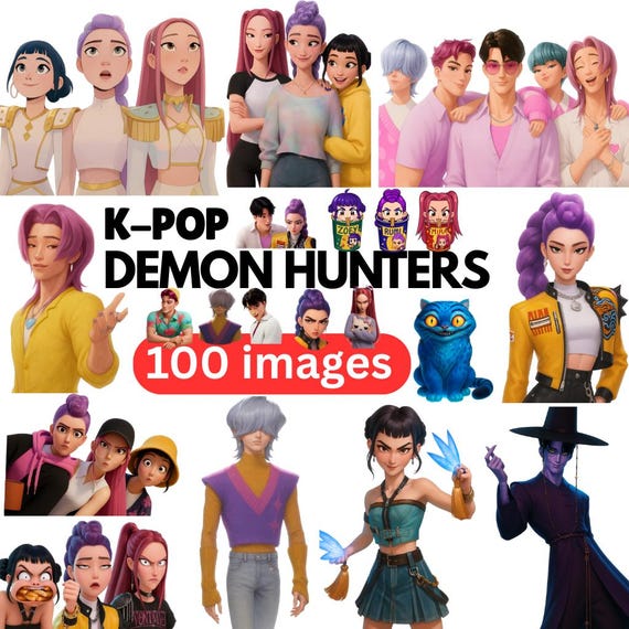100点以上のKpop Demon Hunters PNGバンドル、Saja Boys & Huntrix