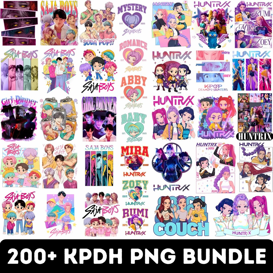 200+ Kpop Demon Hunters PNG Bundle, Huntrix & Saja Boys Clipart