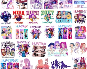 Huntrix Kpop Demon Hunters PNG Bundle, Saja Girls Anime Fan Art, Mira Rumi Zoey Clipart, Idol Shirt Sublimation, Digital Download