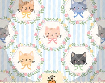 Cottagecore Cats (2 png) – naadloos patroon | Digitale download (300 dpi)