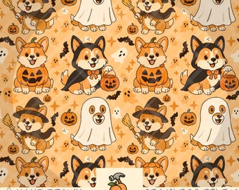 Corgi Halloween Costume Pattern: Seamless PNG Design (Digital Download)