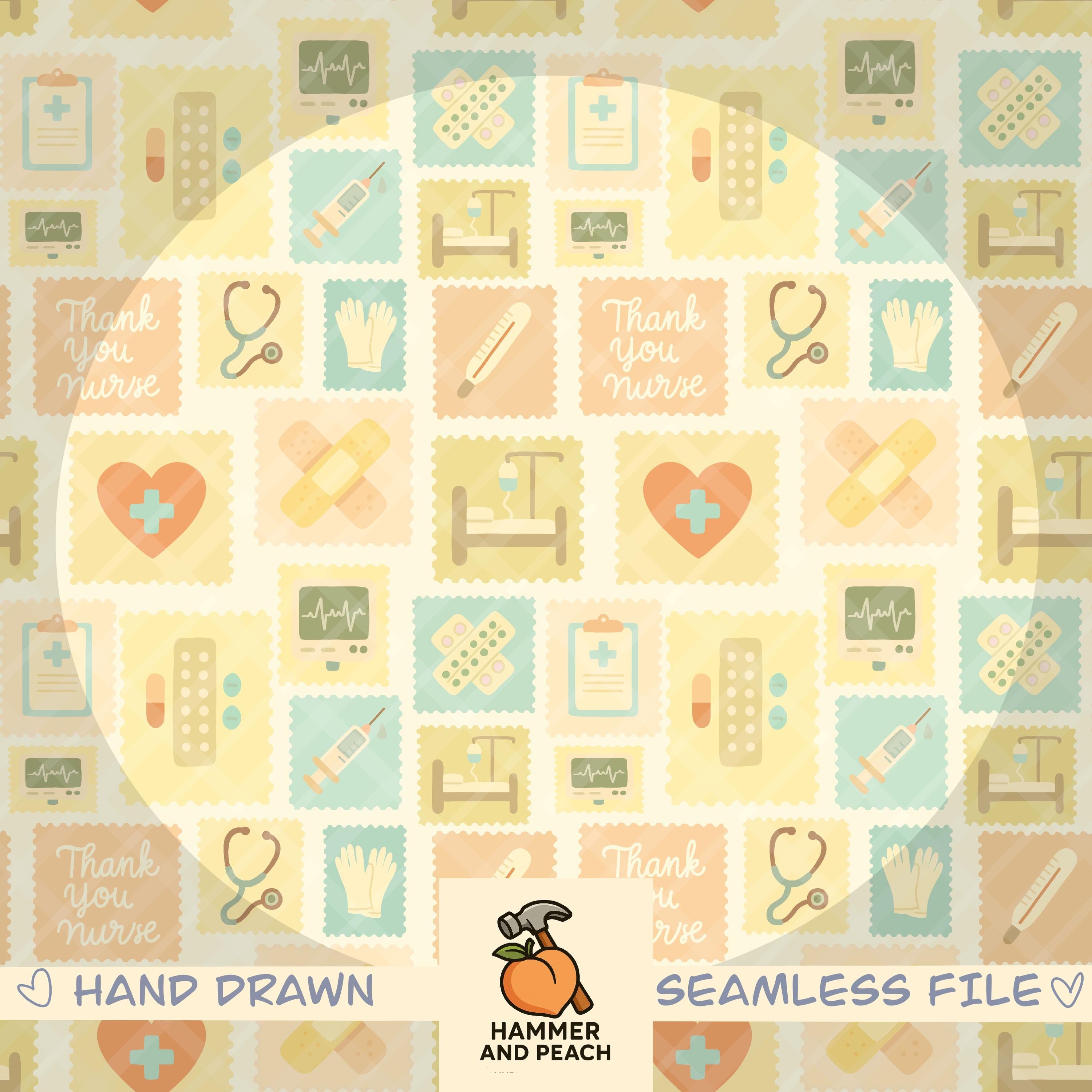 Rn Pattern RN Stamps Seamless Pattern, Hand-drawn (300 DPI, PNG, Digital Download ...